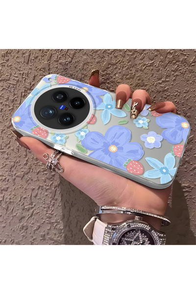 CHICASELUX حافظة متوافقة مع هاتف Vivo X200 Pro بنمط زهور الفراولة، واقية، للا...