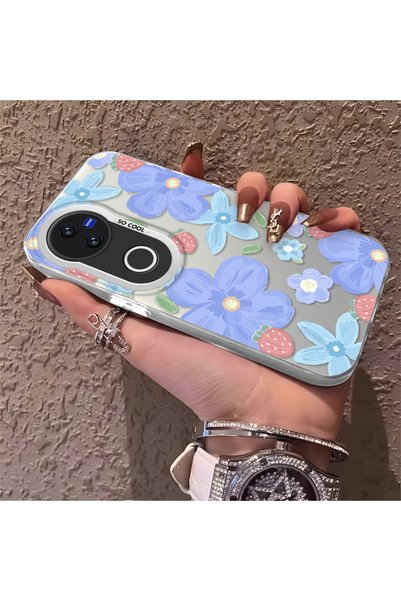 CHICASELUX حافظة متوافقة مع هاتف Vivo V50 بنمط زهرة الفراولة، واقية، للاستخدا...