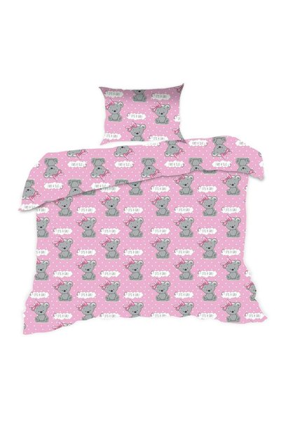 Karo Set de lenjerie de pat 90x120 555K ursuleti de plus roz gri Kids 24 cu f...