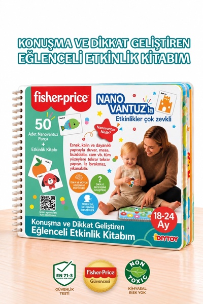 FISHER PRICE Montessori Bebek Aktivite Kitabı 50 Parça 18-24 Ay