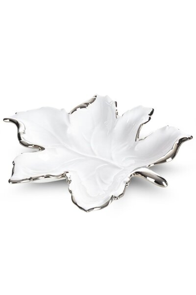 Eurofirany Platou ceramic Abbi alb argintiu 35x33x6cm