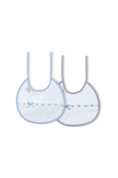 Interbaby Baveta din bumbac 2 buc. cu tubulatura asemanatoare alb albastru gr...