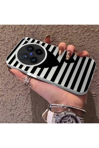 CHICASELUX حافظة سوداء مخططة متوافقة مع هاتف Vivo X200 Pro، مصنوعة من السيليك...
