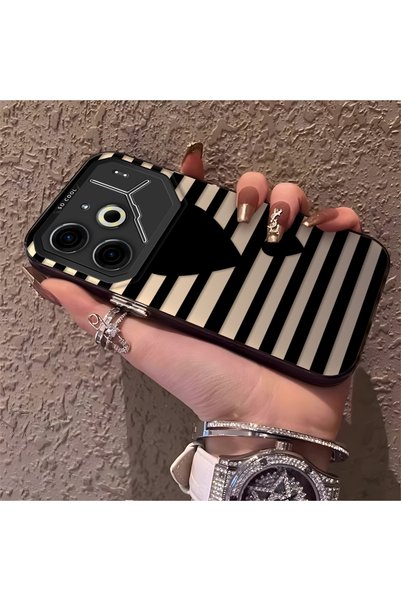 CHICASELUX حافظة سوداء مخططة متوافقة مع هاتف Tecno Pova 6/Pova 6 Pro 5G، مصنو...