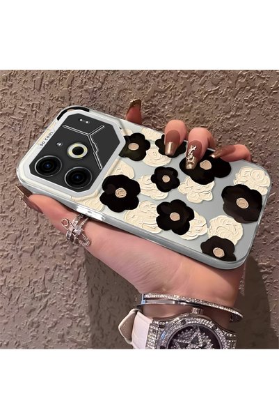 CHICASELUX حافظة مطبوعة على شكل زهرة بنمط الطلاء الزيتي متوافقة مع هاتف Tecno...