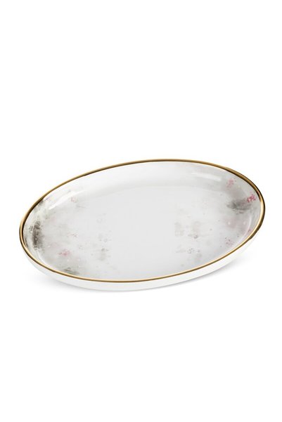 Eurofirany Platou ceramic Lumia alb argintiu 27x19x3 cm