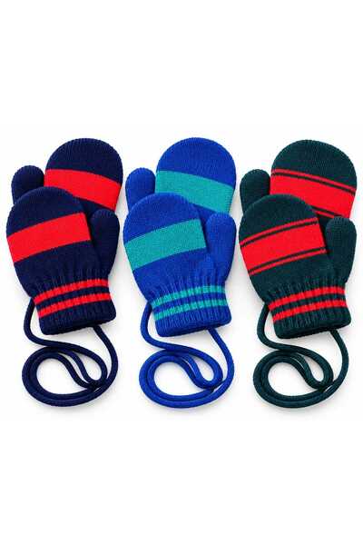 Generic Brand Set of 3 Pairs of Knitted Gloves for Children 1–3 Years with Dr...