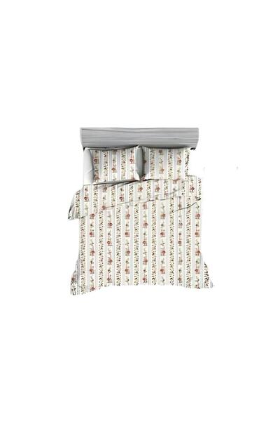 Karo Lenjerie de pat flanel 140x200 1322E 432N gri multicolor flori trandafir...