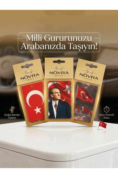 Genel Markalar Türk Bayrağı Atatürk Ve Göktürkçe Türk Yazılı 3'lü Araç İpli A...
