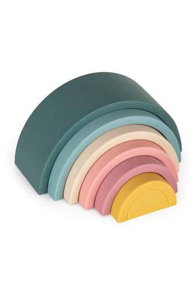 Petite&Mars Jucarie pentru stivuire Petite&Mars, Curcubeu, 14x7.5x5 cm, Silic...