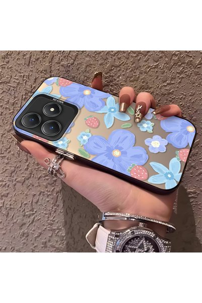 CHICASELUX حافظة مزخرفة بنمط زهرة الفراولة متوافقة مع Realme C63 4G/C61، واقي...
