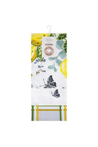 Eurofirany Set de 3 carpe de bucatarie LEMON 50 x 70 cm crem