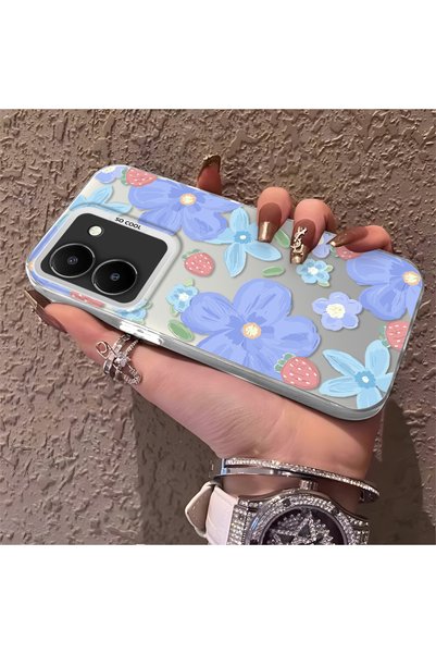 CHICASELUX حافظة مزخرفة بنمط زهرة الفراولة متوافقة مع Vivo Y36 4G/5G، واقية، ...