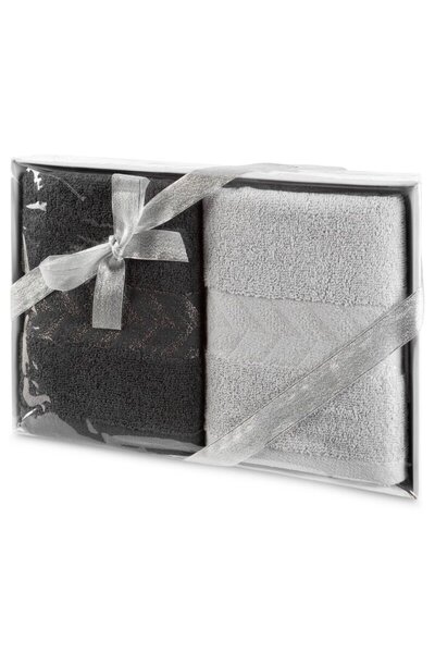 Eurofirany Set prosoape, 38x24x5cm, argintiu, 100% bumbac, 450 GSM
