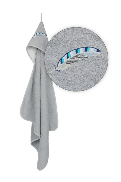BabyMatex Prosop de baie pentru bebelusi cu capison Robin Grey 80x80 cm