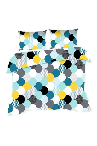 Karo Set de lenjerie de pat 160x200 537N turcoaz geometrie Classic E24