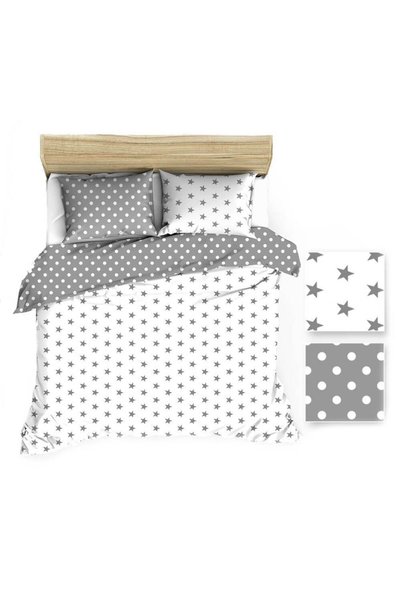 Karo Set de lenjerie de pat 110x140 R009 gri alb stele buline 126N 45N