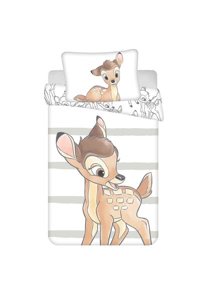 Jerry Fabrics Set lenjerie pat copii Bambi cu dungi- 100x135 + 40x60 Alb crem
