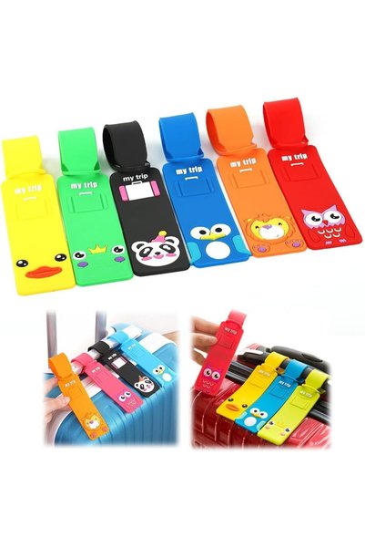 SYOSI 6 Pack Silicone Luggage Tags Cartoon ID Label Anti Lost Suitcase Handle...