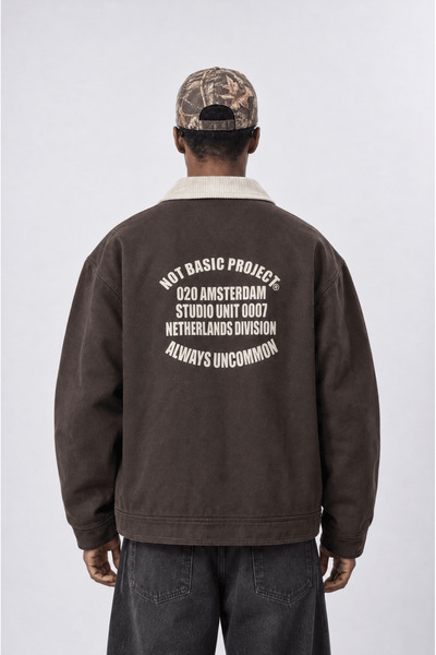 Respire Men's Not Basic Project Printed Oversize Jacket Brown