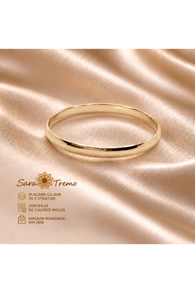 SaraTremo Inel de nuntă Unisex Unio, clasic, placat cu aur de 18K, lățime 3 m...