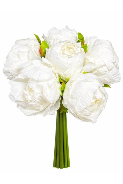 ŞA-DAL STORE Yapay Çiçek 6lı ipek Peony Şakayık Gül Demeti 25 cm Beyaz
