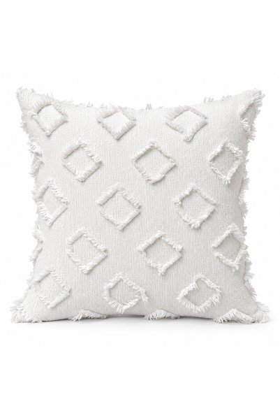 HEYTGAH Single Pom-Pom Cushion Cover _Double-Sided Luxury Fringed Cushion Cov...