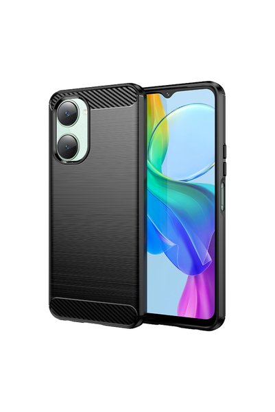 BURAQ For vivo Y18e Carbon Fiber Brushed Texture TPU Phone Case(Black)