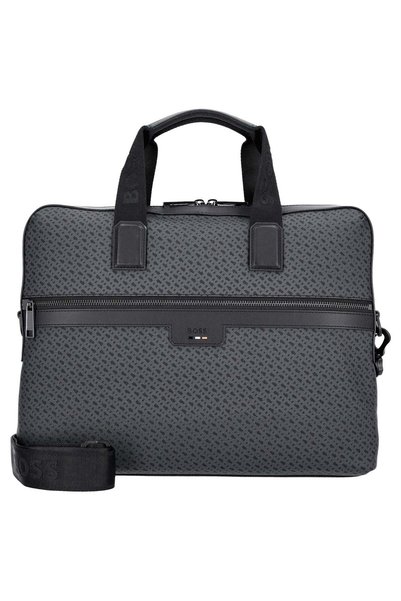BOSS Erkek Monogram Logolu Fermuarlı İç Cepli Çıkarılabilir Uzun Askılı Gri L...