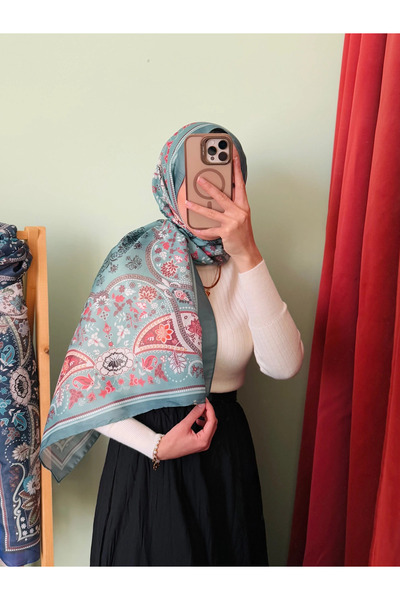 Hepsi Moda Simli Soft Mixed Patterned Shawl - Mdk - Mint Green