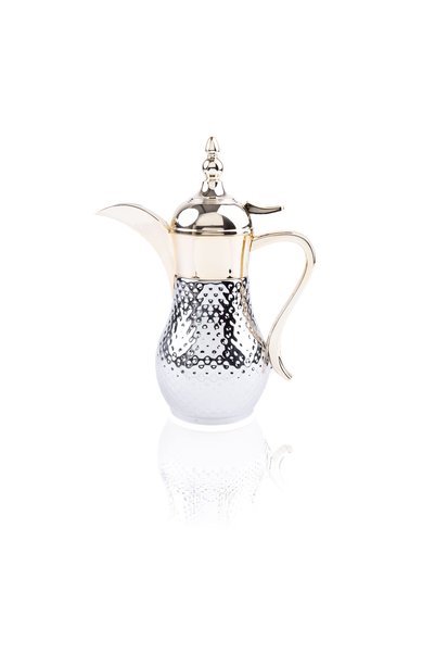 Alsaif Home Hammered Stainless Steel Coffee Dallah - 300 ml | Silver & Gold