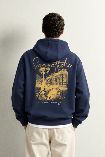 king brich Men's Kangaroo Pocket Amsterdam Printed Embossed Hooded Oversize S...