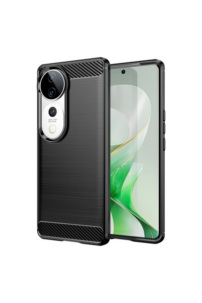 BURAQ For vivo V40 Pro Carbon Fiber Brushed Texture TPU Phone Case(Black)