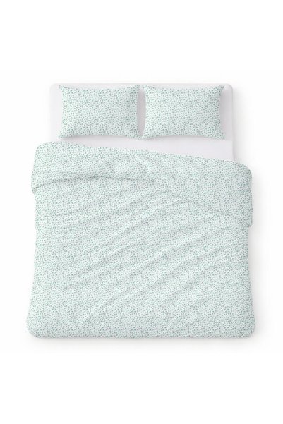 Karo Lenjerie de pat, Karo, Cotton Home, Set 3 piese, bumbac, alb cu flori ve...