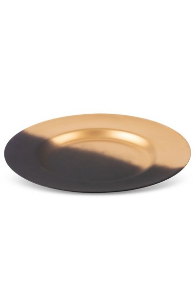 Eurofirany Farfurie decorativa, 33x4cm, neagra/aurie, din sticla