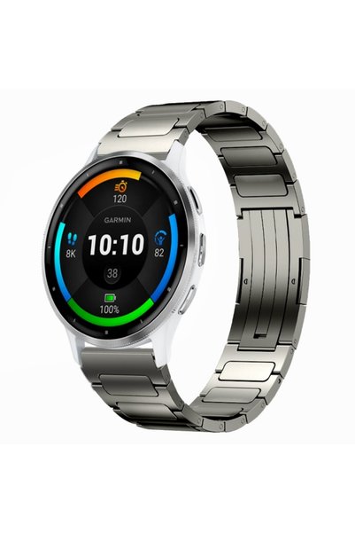 BURAQ حزام ساعة من سبائك التيتانيوم على شكل حرف I مقاس 22 ملم لساعة Garmin Ve...