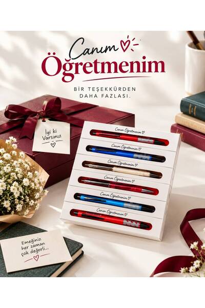 ŞİMŞEK KIRTASİYE BİJUTERİ MİKRO TÜKENMEZ KALEM CANIM ÖĞRETMENİM TEKLİ KUTULU ...