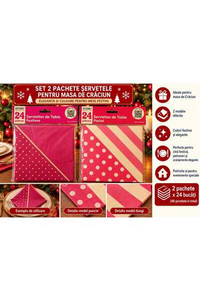 Generic Brand Set of 2 Packs of Decorative Napkins for the Christmas Table