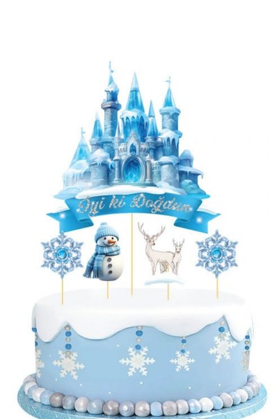 Le Mabelle Blue Snowman Themed 5-Piece Toothpick Cake Decoration