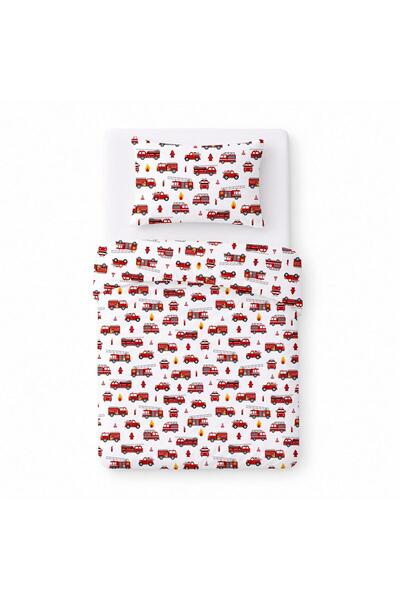 Karo Set lenjerie de pat pentru copii, Cotton Home Kids, autospeciale de pomp...