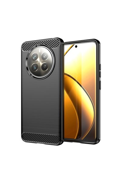 BURAQ For Realme 12+ 5G Brushed Texture Carbon Fiber TPU Phone Case(Black)