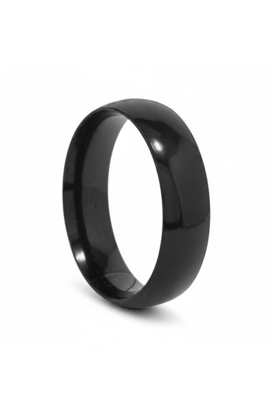 Alviro Inel clasic unisex negru din oțel chirurgical 316L, lățime 6 mm