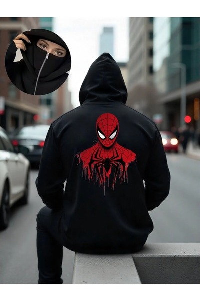 LOTS MODA Φούτερ Ninja Unisex με μάσκα χιονιού Ζακέτα με 2 νήματα χοντρό φλις