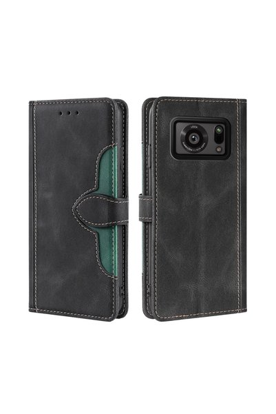 BURAQ For Sharp Aquos R6 Skin Feel Straw Hat Magnetic Buckle Leather Phone Ca...