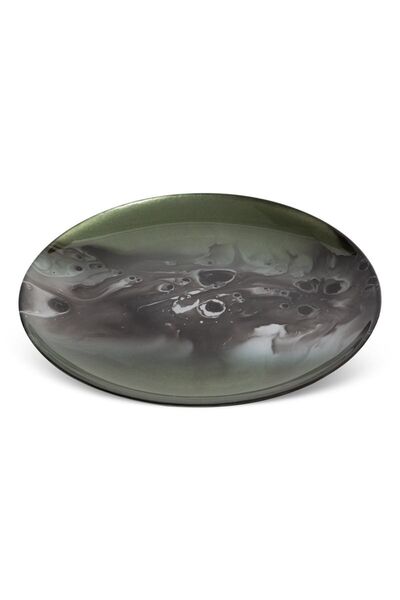 Eurofirany Farfurie decorativa, 27x2cm, verde, sticla