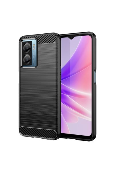 BURAQ For OPPO A57 4G Brushed Texture Carbon Fiber TPU Phone Case(Black)
