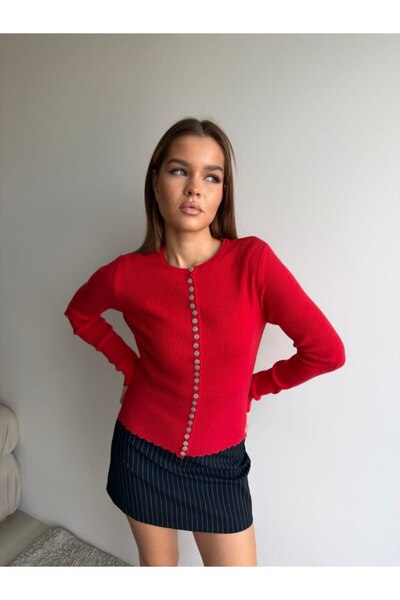 Noi Belis Crew Neck Multi-Button Ribbed Knitwear Cardigan Aw26Hi0058