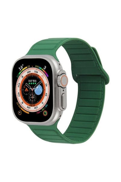 BURAQ For Apple Watch Ultra 49mm Loop Magnetic Silicone Watch Band(Green)