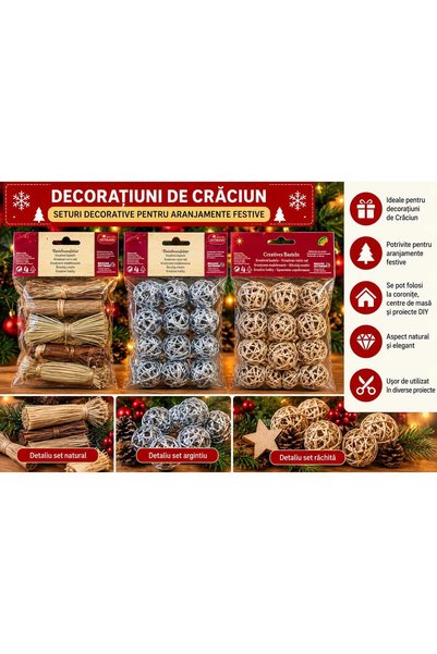 Generic Brand Σετ 3 Πακέτων Χριστουγεννιάτικων Διακοσμητικών Στολιδιών – Φυσι...