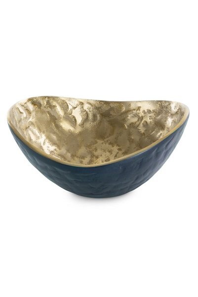 Eurofirany Vas decorativ, 22x21cm, metal, auriu/bleumarin